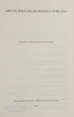 Cover for Miscelánea Palafoxiana y Poblana
