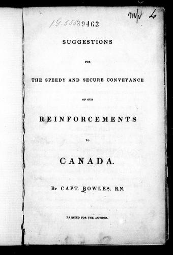 Cover for Suggestions for the speedy and secure conveyance of our reinforcements to Canada