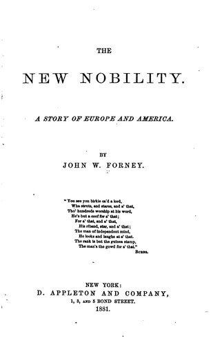 Cover for The New Nobility: A Story of Europe and America