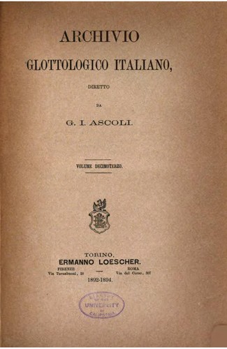 Cover for Archivio glottologico italiano