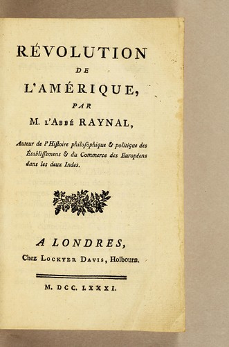 Cover for Révolution de l'Amérique