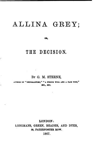 Cover for Allina Grey; or, The decision