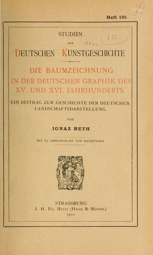 Cover for Die Baumzeichnung in der deutschen Graphik des 15. und 16. Jahrhunderts