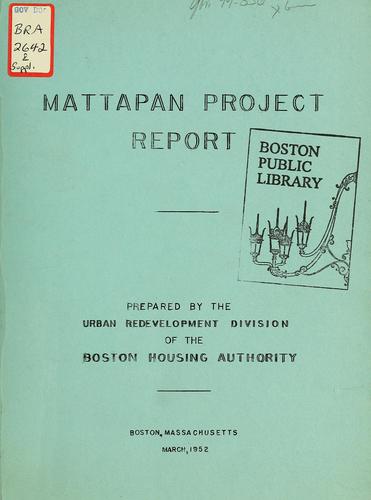 Cover for Mattapan project report.