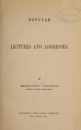 Cover for Popular lectures and addresses