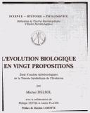 Cover for L' évolution biologique en vingt propositions