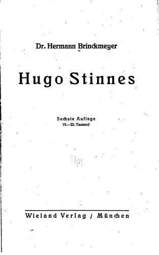 Cover for Hugo Stinnes