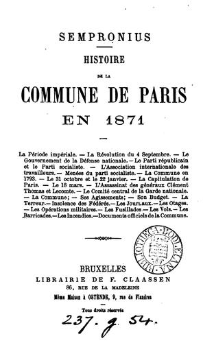 Cover for Histoire de la commune de Paris en 1871