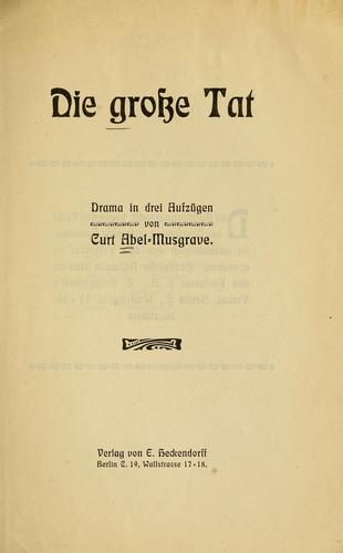 Cover for Die grosse Tat