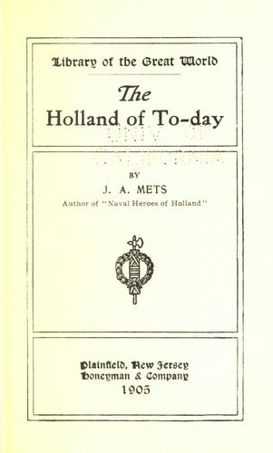 Cover for The Holland of to-day.