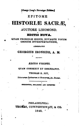 Cover for Epitome historiæ sacræ