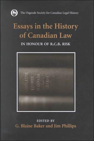 Cover for Essays in the History of Canadian Law: Volume VIII