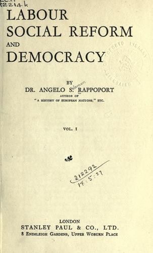 Cover for Labour, social reform and democracy.