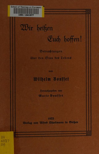 Cover for Wir heissen euch hoffen