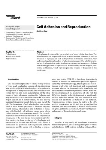 Cover for Cell Adhesion and Reproduction
