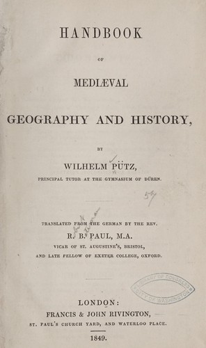 Cover for Handbook of mediæval geography and history