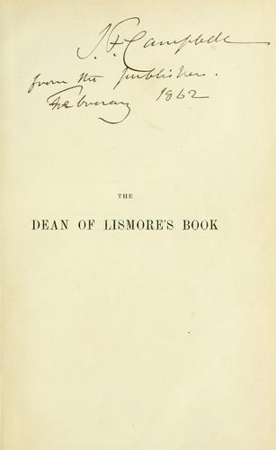 Cover for The Dean of Lismore's book