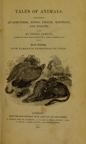 Cover for Tales of animals, comprising quadrupeds, birds, fishes, reptiles and insects