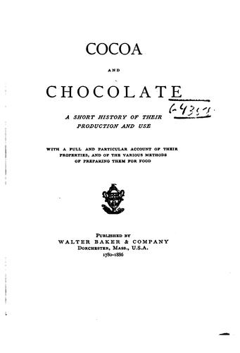 Cover for Cocoa and chocolate