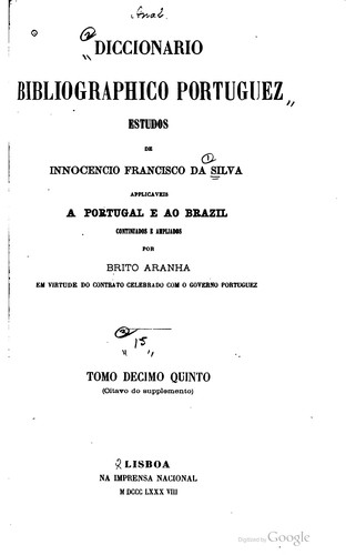Cover for Diccionário bibliográfico portuguez
