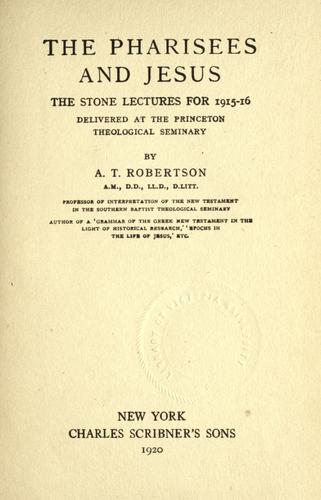 Cover for The pharisees and Jesus