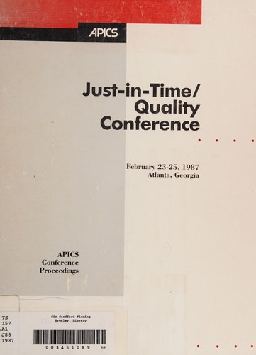Cover for Just-in-Time/Quality Conference proceedings