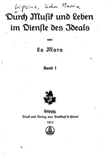Cover for Durch Musik und Leben im Dienste des Ideals