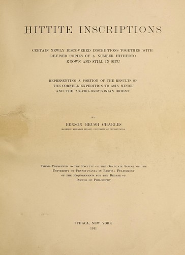 Cover for Hittite Inscriptions