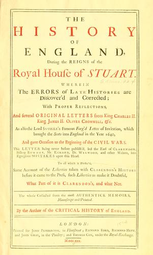 Cover for The history of England, during the reigns of the royal house of Stuart