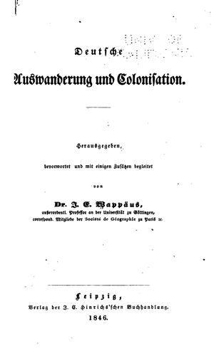 Cover for Deutsche Auswanderung und Colonisation.