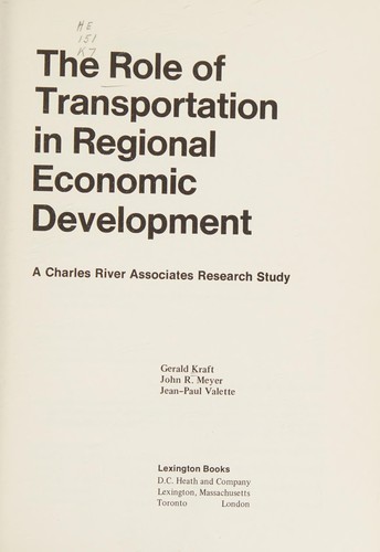 Cover for The role of transportation in regional economic development