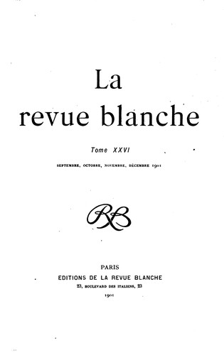 Cover for La Revue blanche