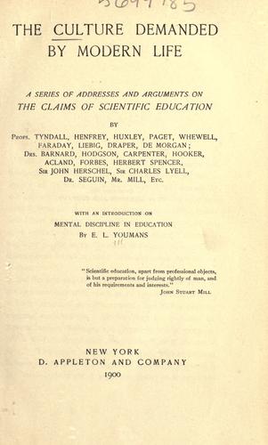 Cover for The culture demanded by modern life.