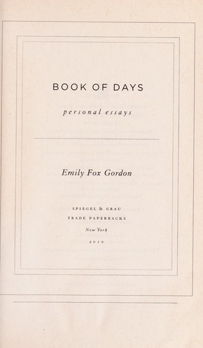 Cover for Book of days