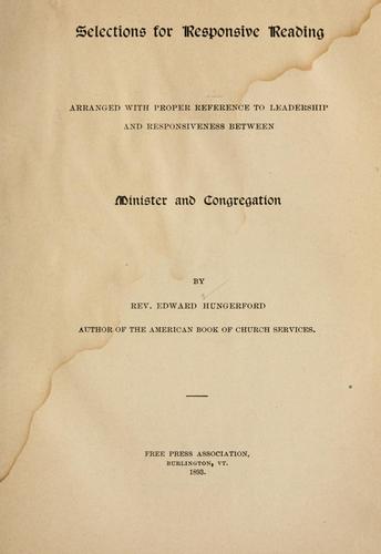 Cover for Selections for responsive reading
