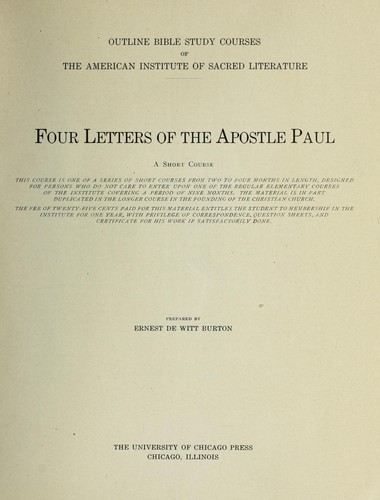 Cover for Four letters of the Apostle Paul