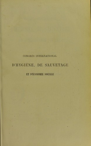 Cover for Congrès international d’hygiène, de sauvetage et d'économie sociale, Bruxelles, 1876