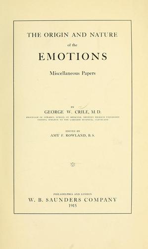 Cover for The origin and nature of the emotions