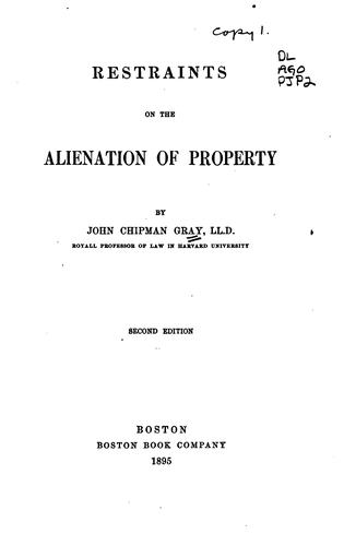 Cover for Restraints on the alienation of property