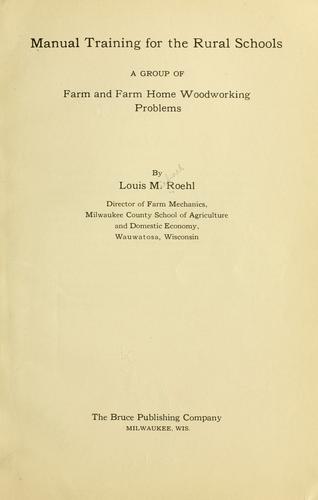 Cover for Manual training for the rural schools