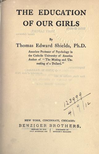 Cover for The education of our girls.