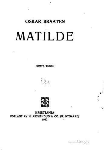 Cover for Matilde.