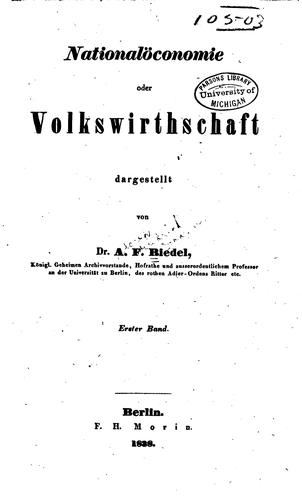Cover for Nationalöconomie oder Volkswirthschaft