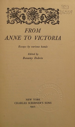 Cover for From Anne to Victoria