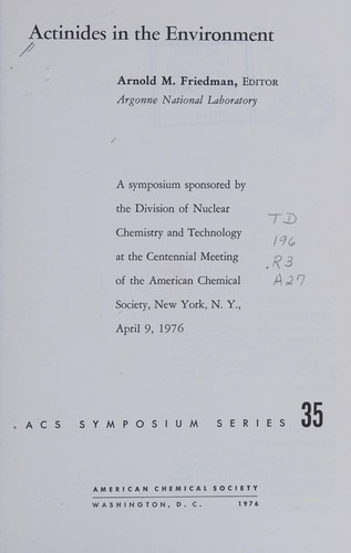 Cover for Actinides in the environment