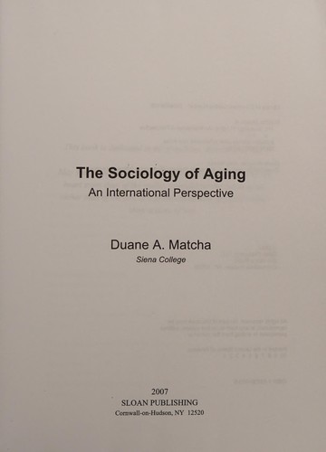 Cover for The sociology of aging