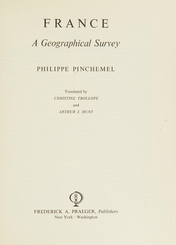 Cover for France: a geographical survey
