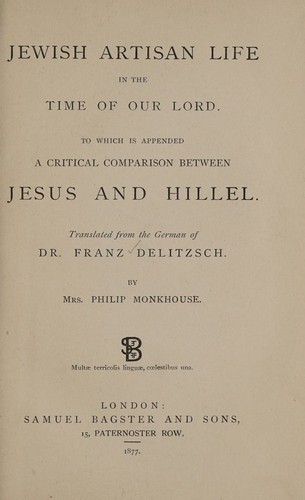 Cover for Jewish artisan life in the time of our Lord