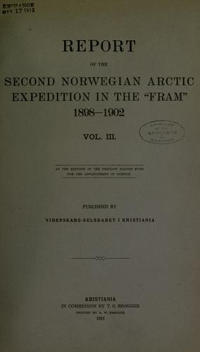 Cover for Report of the Second Norwegian Arctic Expedition in the "Fram," 1898-1902.