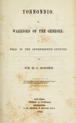 Cover for Yonnondio, or Warriors of the Genesee